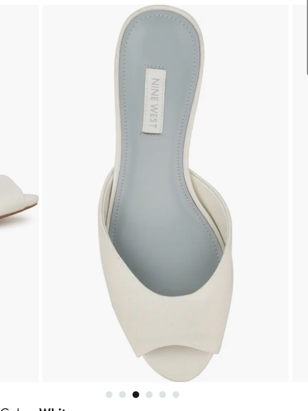 Nine West White Satin Peep-Toe Mules - Picture 3 of 12
